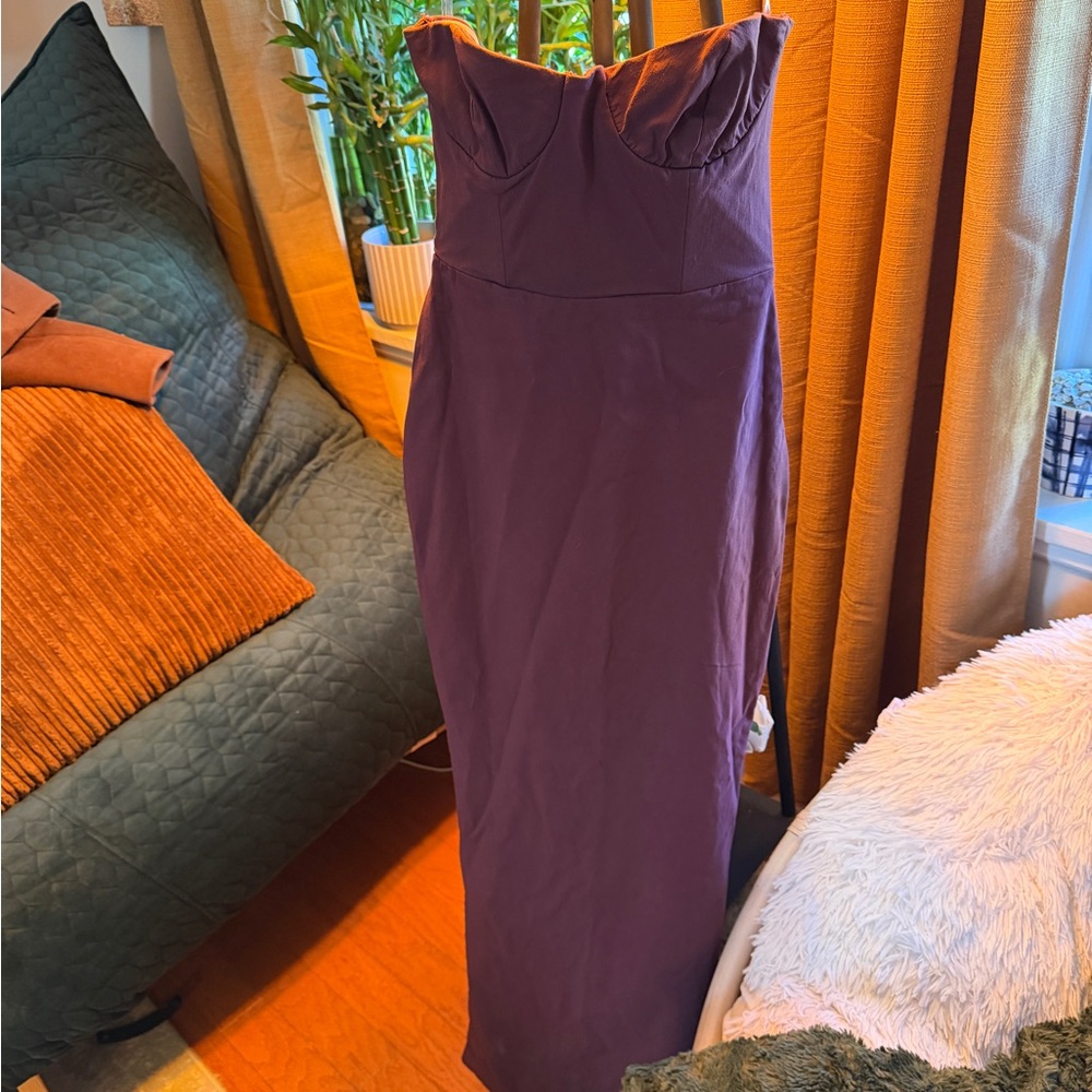 HOUSE OF CB Grape Lucia Strapless Corset Maxi Dress